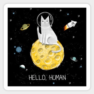 Cats in space. Cute typographi print with cats astronaut. Sticker